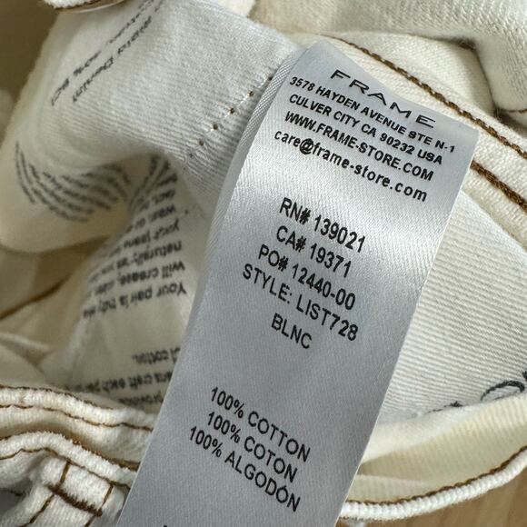 Frame Le Italien Straight Jeans High Rise Cream Rigid Denim Cream Preppy Sz 25 - Picture 15 of 15